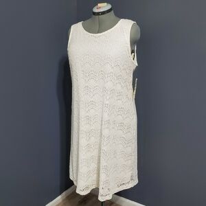 White Lace Three Seasons Maternity Sheath Sleeveless Dress Pull Over